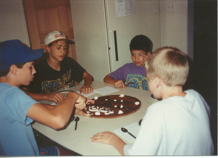 Mmmm, first cookie cake with Jarrod, Lee, and Peyton