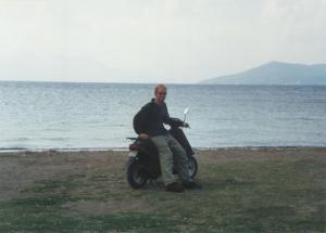 Moped'n on a Greek beach